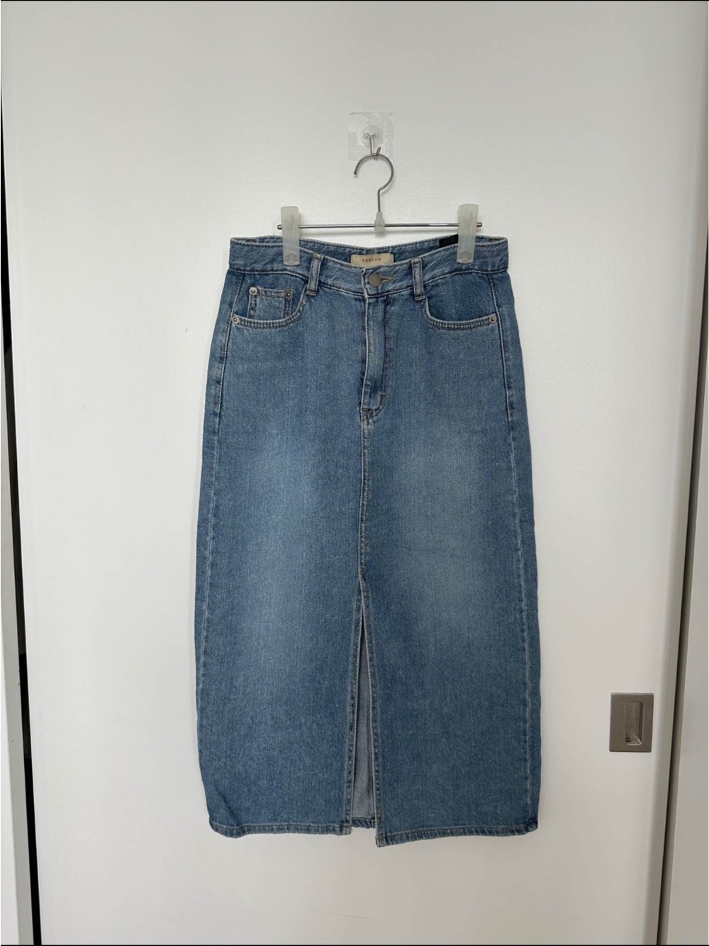 Denim midi skirt